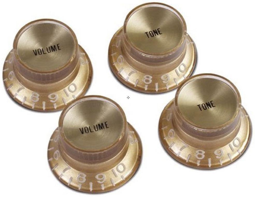 Bouton  Gibson Top Hat Knobs With Inserts 4-Pack - Gold w/ Gold Inserts
