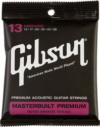 Cordes guitare acoustique Gibson Masterbuilt 80/20 Brass Acoustic SAG-BRS13 13-56 - Jeu de 6 cordes