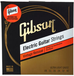 Cordes guitare électrique Gibson SEG-HVR9 Electric Guitar 6-String Set Vintage Reissue Pure Nickel 9-42 - Jeu de 6 cordes