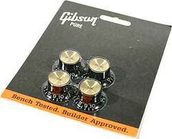 Bouton Gibson Top Hat Knobs With Inserts 4-Pack - Black w/ Gold Inserts