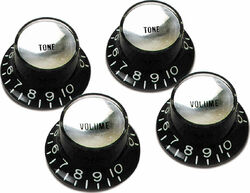 Bouton  Gibson Top Hat Knobs With Inserts 4-Pack - Black w/ Silver Inserts