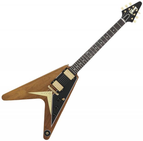 Guitare électrique solid body Gibson Custom Shop 1958 Mahogany Flying V Reissue - Vos walnut