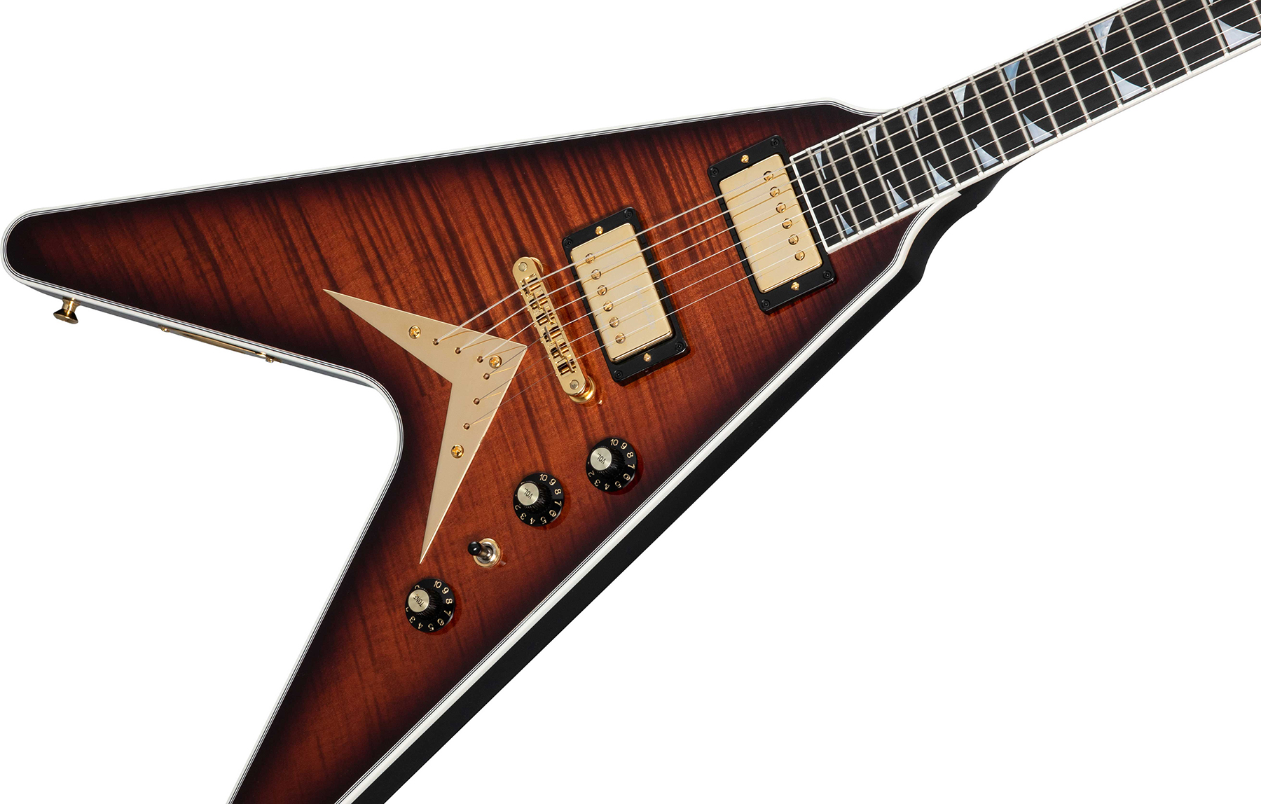 Gibson Custom Shop Dave Mustaine Flying V Exp Ltd Signature 2h Ht Eb - Red Amber Burst - Guitare Électrique MÉtal - Variation 3