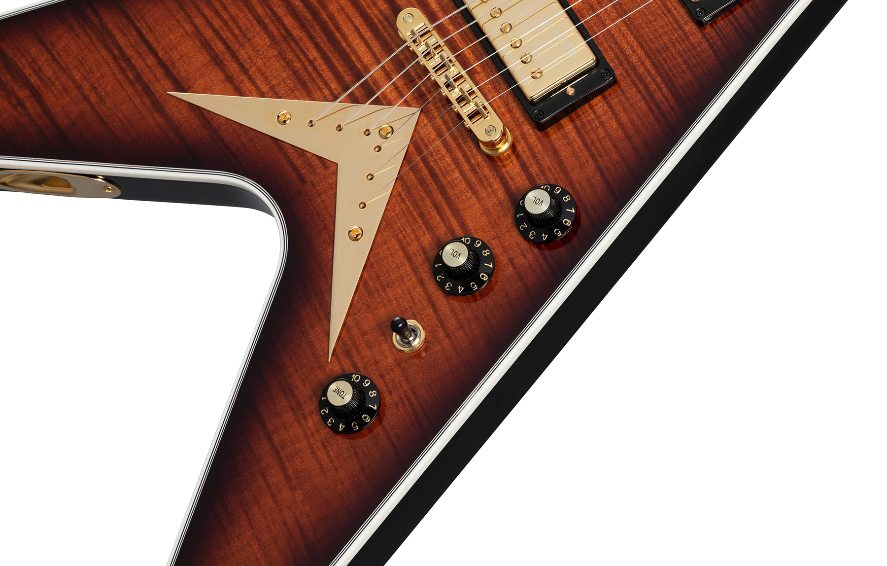 Gibson Custom Shop Dave Mustaine Flying V Exp Ltd Signature 2h Ht Eb - Red Amber Burst - Guitare Électrique MÉtal - Variation 4