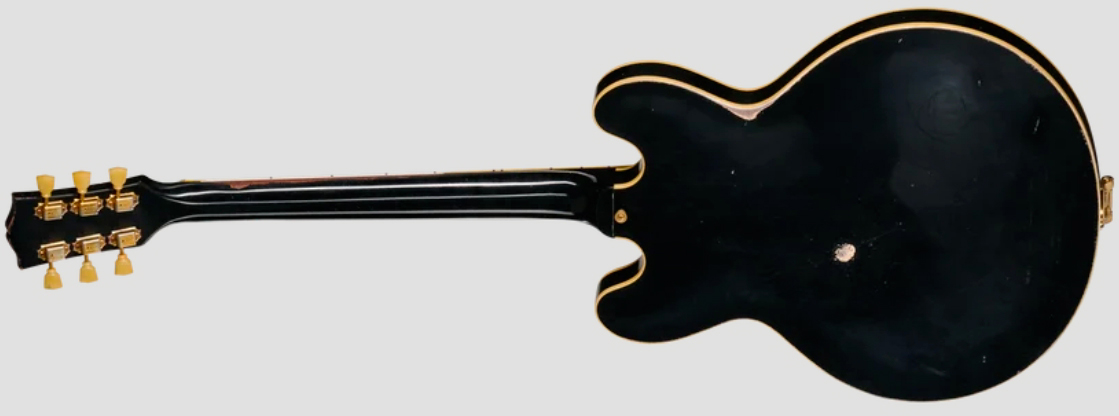 Gibson Custom Shop Es345 Reissue 1959 Bigsby 2h Trem Eb - Murphy Lab Heavy Aged Ebony - Guitare Électrique 1/2 Caisse - Variation 1