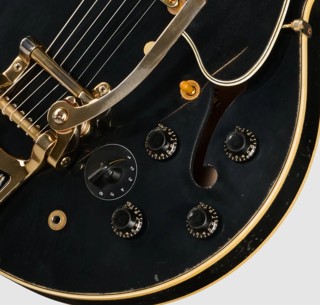 Gibson Custom Shop Es345 Reissue 1959 Bigsby 2h Trem Eb - Murphy Lab Heavy Aged Ebony - Guitare Électrique 1/2 Caisse - Variation 3