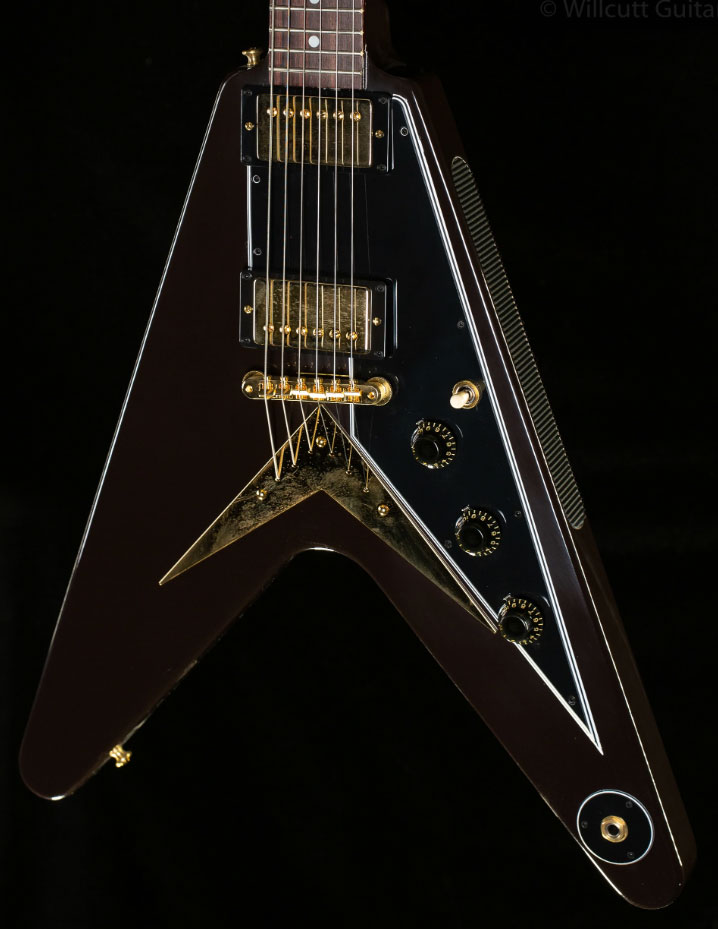 Gibson Custom Shop Flying V 1958 Mahogany Reissue 2h Ht Rw - Vos Oxblood - Guitare Électrique RÉtro Rock - Variation 2