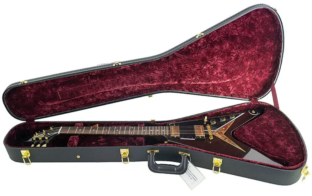 Gibson Custom Shop Flying V 1958 Mahogany Reissue 2h Ht Rw - Vos Oxblood - Guitare Électrique RÉtro Rock - Variation 4