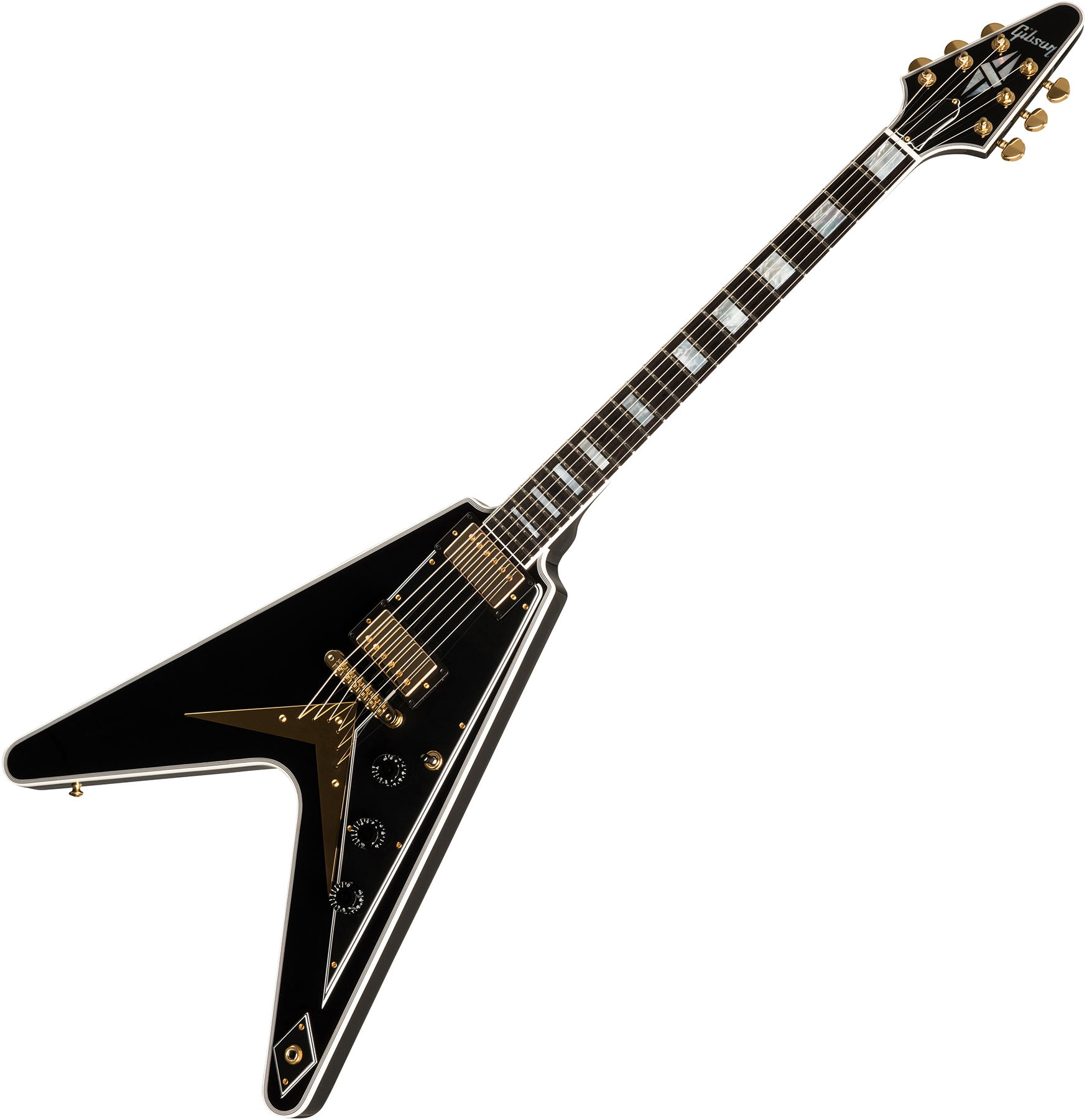 Gibson Custom Shop Flying V Custom 2019 2h Ht Eb - Ebony - Guitare Électrique MÉtal - Variation 4
