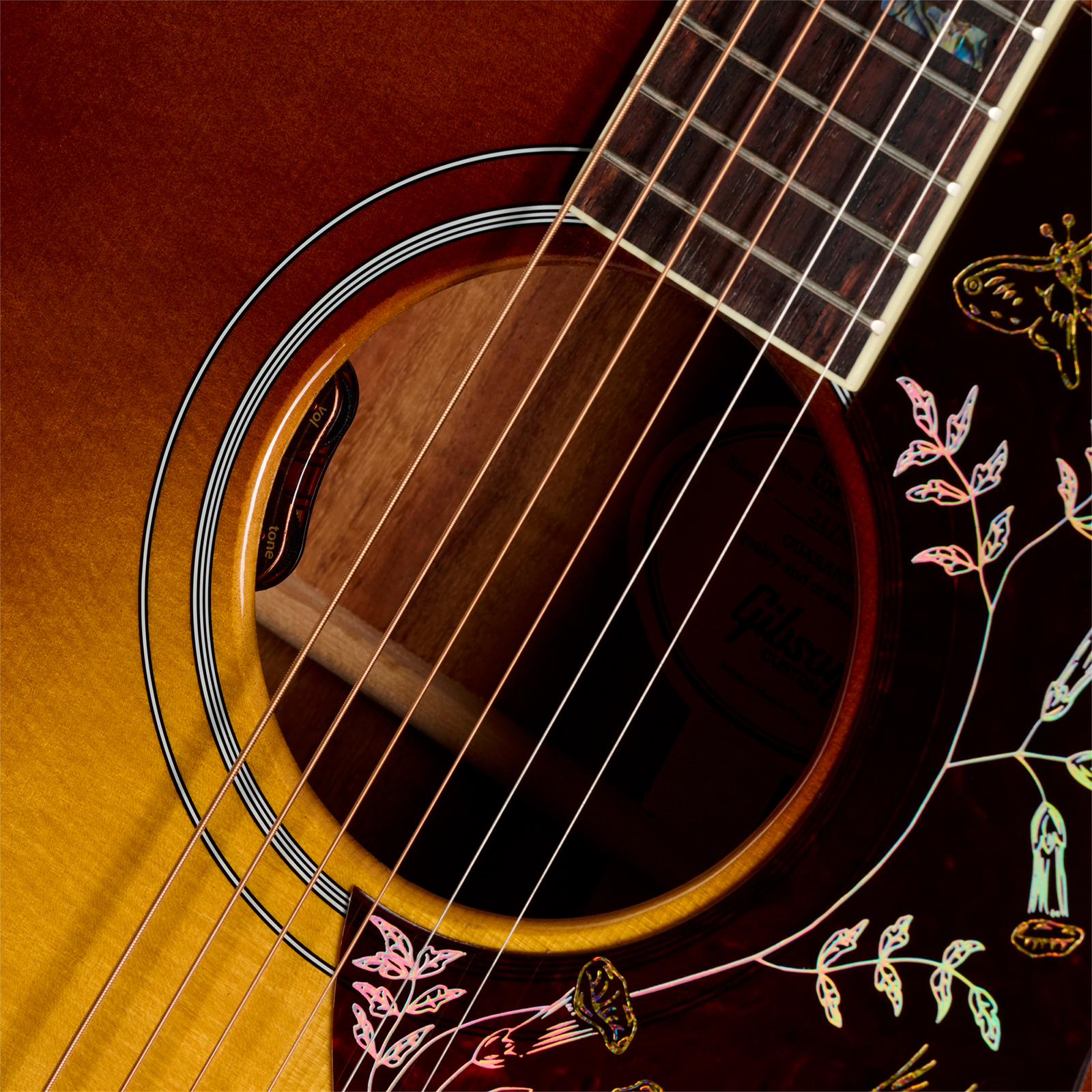 Gibson Custom Shop Hummingbird Elegant Koa Artisan Dreadnought Epicea Koa Rw - Honey Burst - Guitare Folk - Variation 3