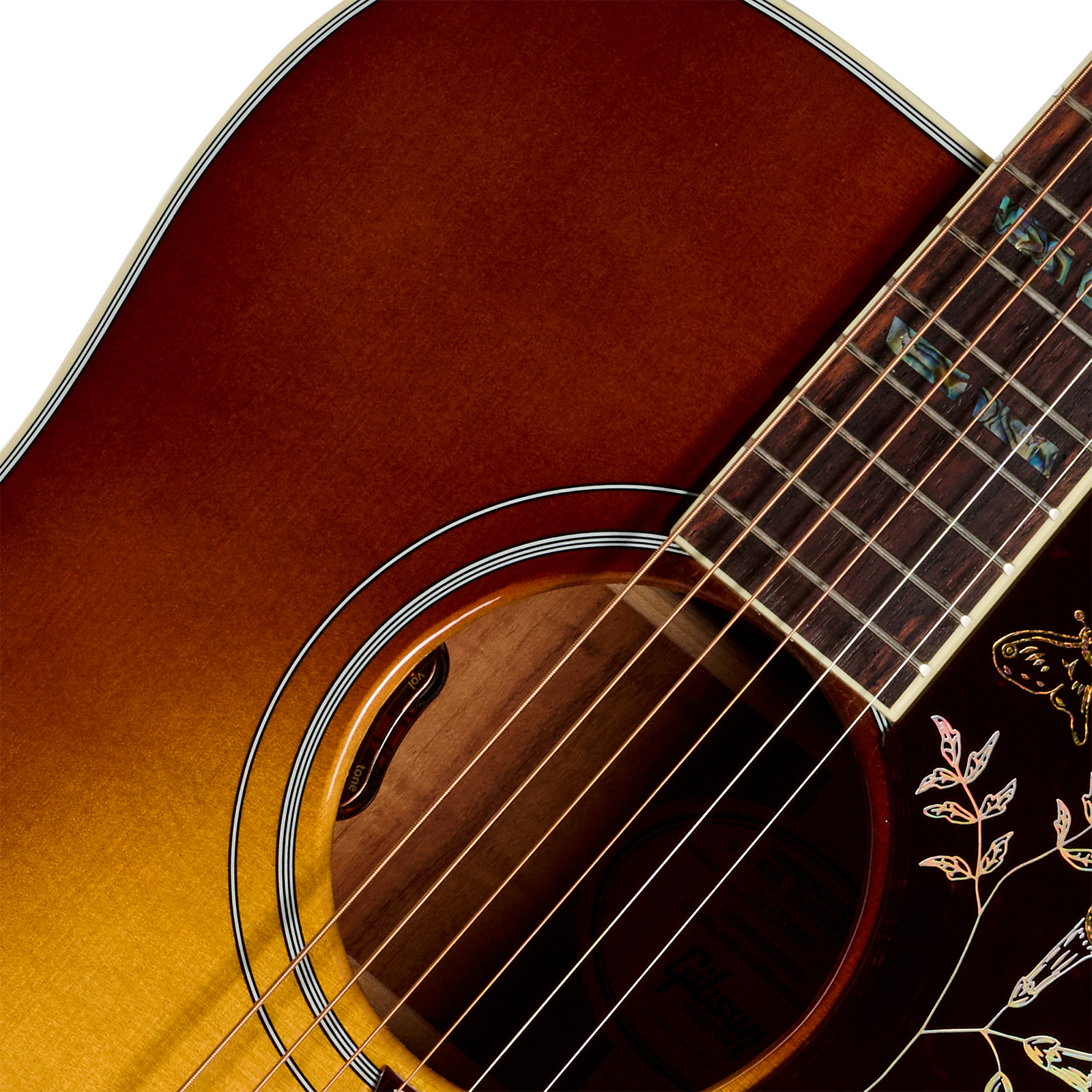 Gibson Custom Shop Hummingbird Elegant Koa Artisan Dreadnought Epicea Koa Rw - Honey Burst - Guitare Folk - Variation 4