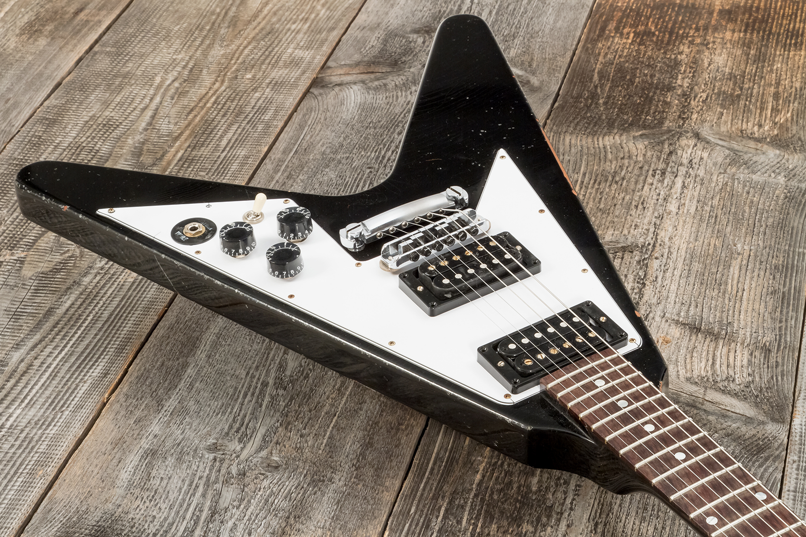 Gibson Custom Shop Kirk Hammett Flying V 1979 2h Ht Rw - Murphy Lab Aged Ebony - Guitare Électrique MÉtal - Variation 4