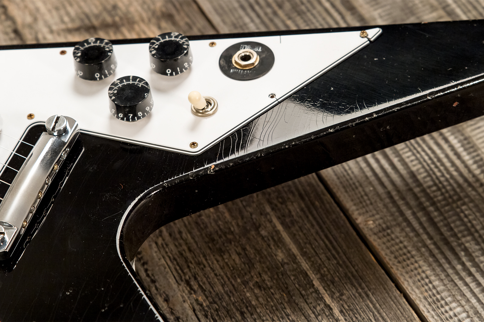 Gibson Custom Shop Kirk Hammett Flying V 1979 2h Ht Rw - Murphy Lab Aged Ebony - Guitare Électrique MÉtal - Variation 7