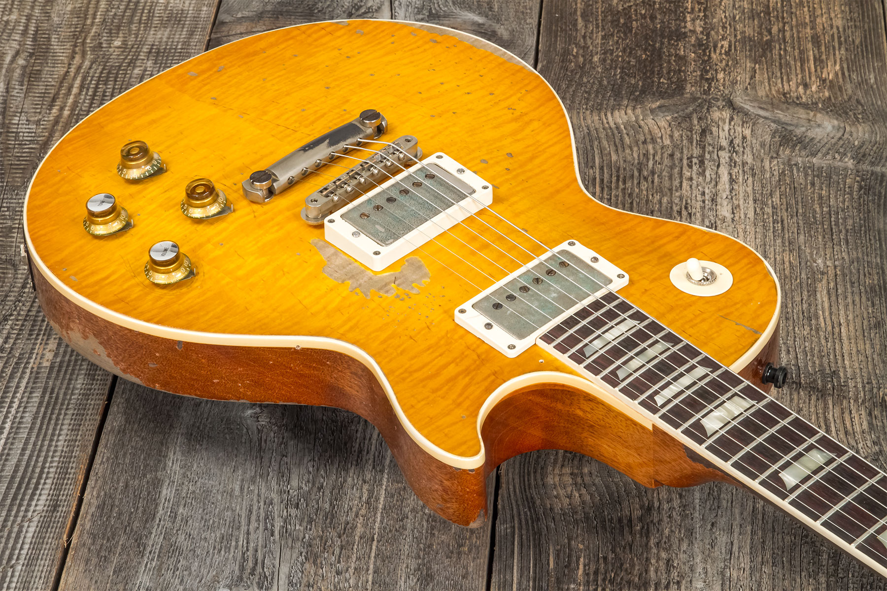 Gibson Custom Shop Kirk Hammett Les Paul Standard Greeny 2h Ht Rw #931929 - Murphy Lab Aged Greeny Burst - Guitare Électrique Single Cut - Variation 2