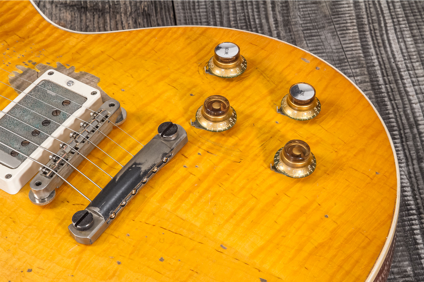 Gibson Custom Shop Kirk Hammett Les Paul Standard Greeny 2h Ht Rw #931929 - Murphy Lab Aged Greeny Burst - Guitare Électrique Single Cut - Variation 4