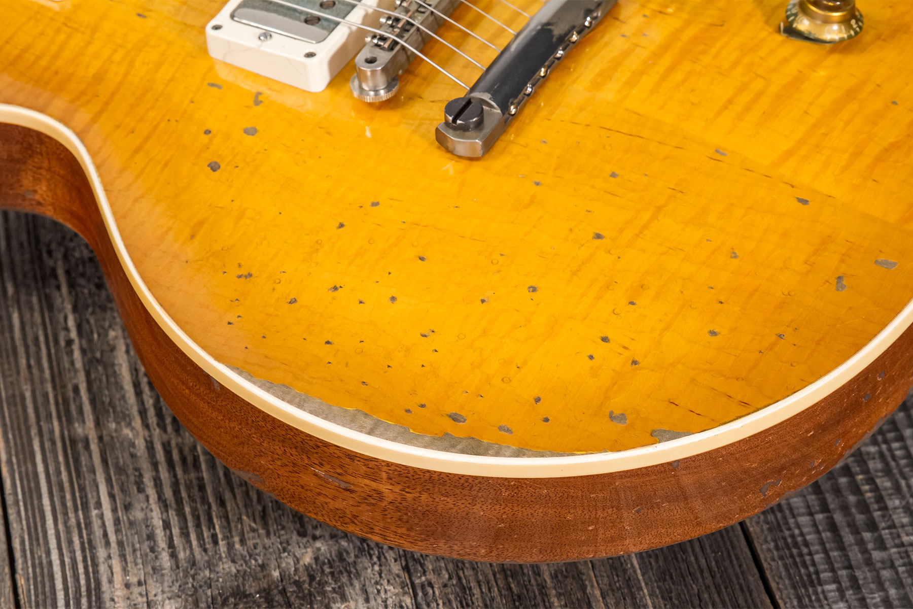 Gibson Custom Shop Kirk Hammett Les Paul Standard Greeny 2h Ht Rw #931929 - Murphy Lab Aged Greeny Burst - Guitare Électrique Single Cut - Variation 5