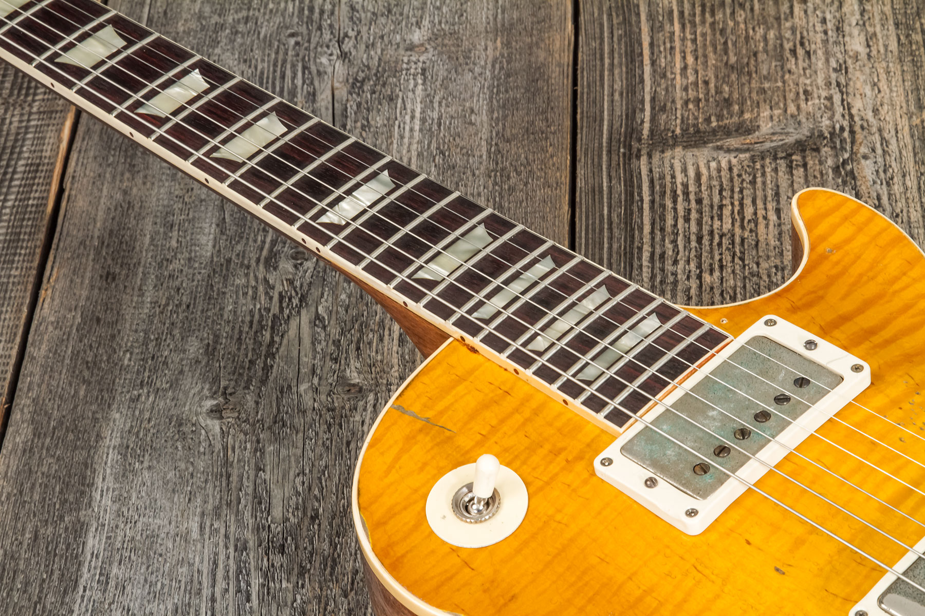 Gibson Custom Shop Kirk Hammett Les Paul Standard Greeny 2h Ht Rw #931929 - Murphy Lab Aged Greeny Burst - Guitare Électrique Single Cut - Variation 6