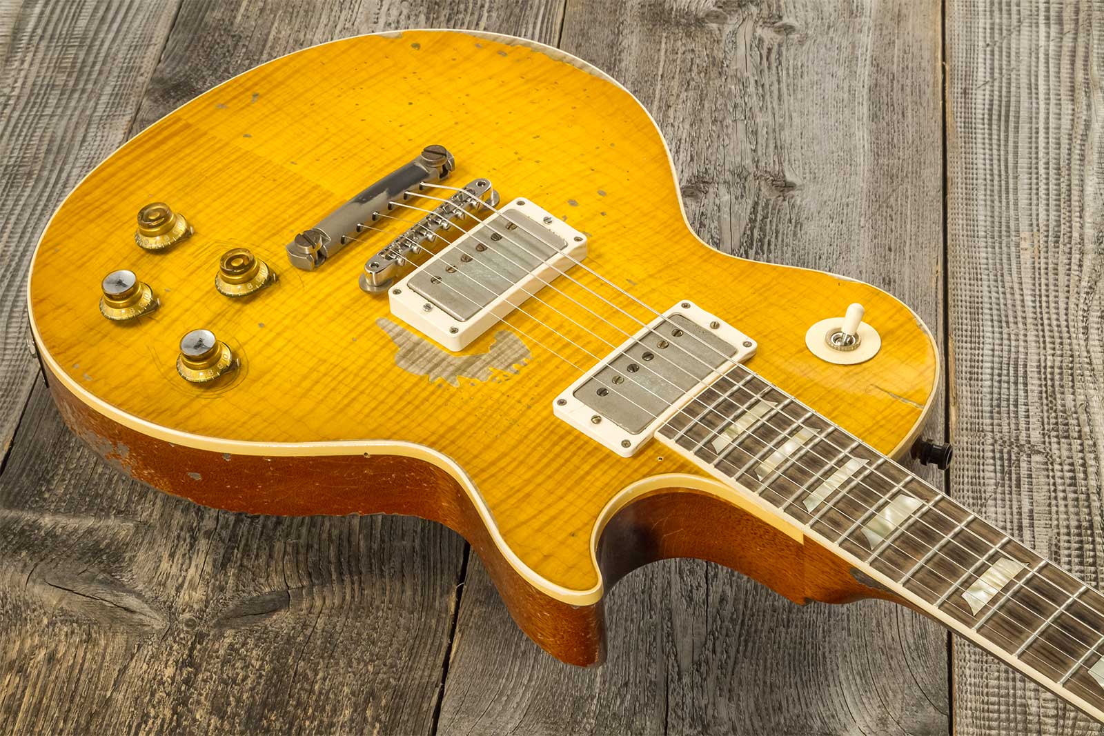 Gibson Custom Shop Kirk Hammett Les Paul Standard Greeny 2h Ht Rw #932582 - Murphy Lab Aged Greeny Burst - Guitare Électrique Single Cut - Variation 8