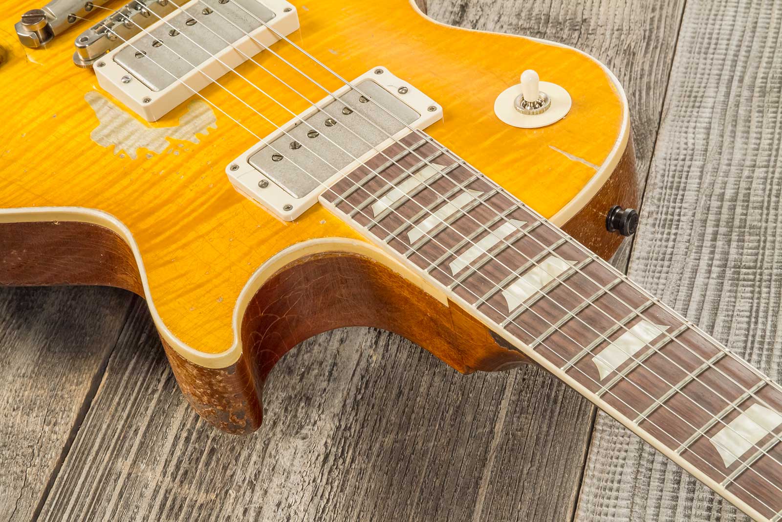 Gibson Custom Shop Kirk Hammett Les Paul Standard Greeny 2h Ht Rw #933631 - Murphy Lab Aged Greeny Burst - Guitare Électrique Single Cut - Variation 6