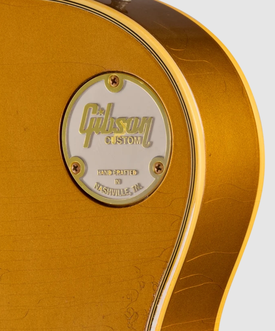 Gibson Custom Shop Les Paul Custom 1968 Le Ltd 2h Ht Eb - Vos Ebony Top / Antique Gold Back - Guitare Électrique Single Cut - Variation 5