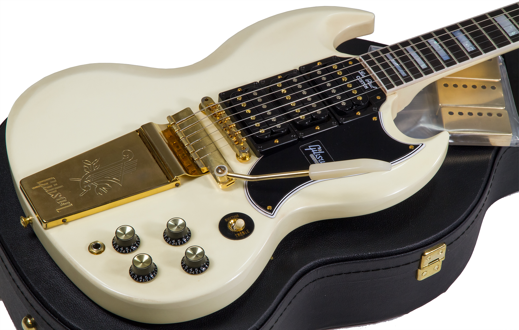 Gibson Custom Shop Les Paul Sg Custom 1963 Reissue 2019 Maestro Vibrola 3h Trem Eb - Vos Classic White - Guitare Électrique Double Cut - Variation 1