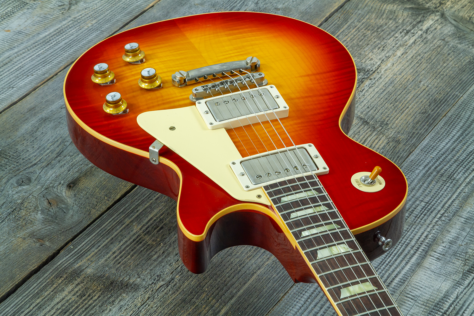 Gibson Custom Shop Les Paul Standard 1960 Reissue 2h Ht Rw #04714 - Vos Washed Cherry Sunburst - Guitare Électrique Single Cut - Variation 5