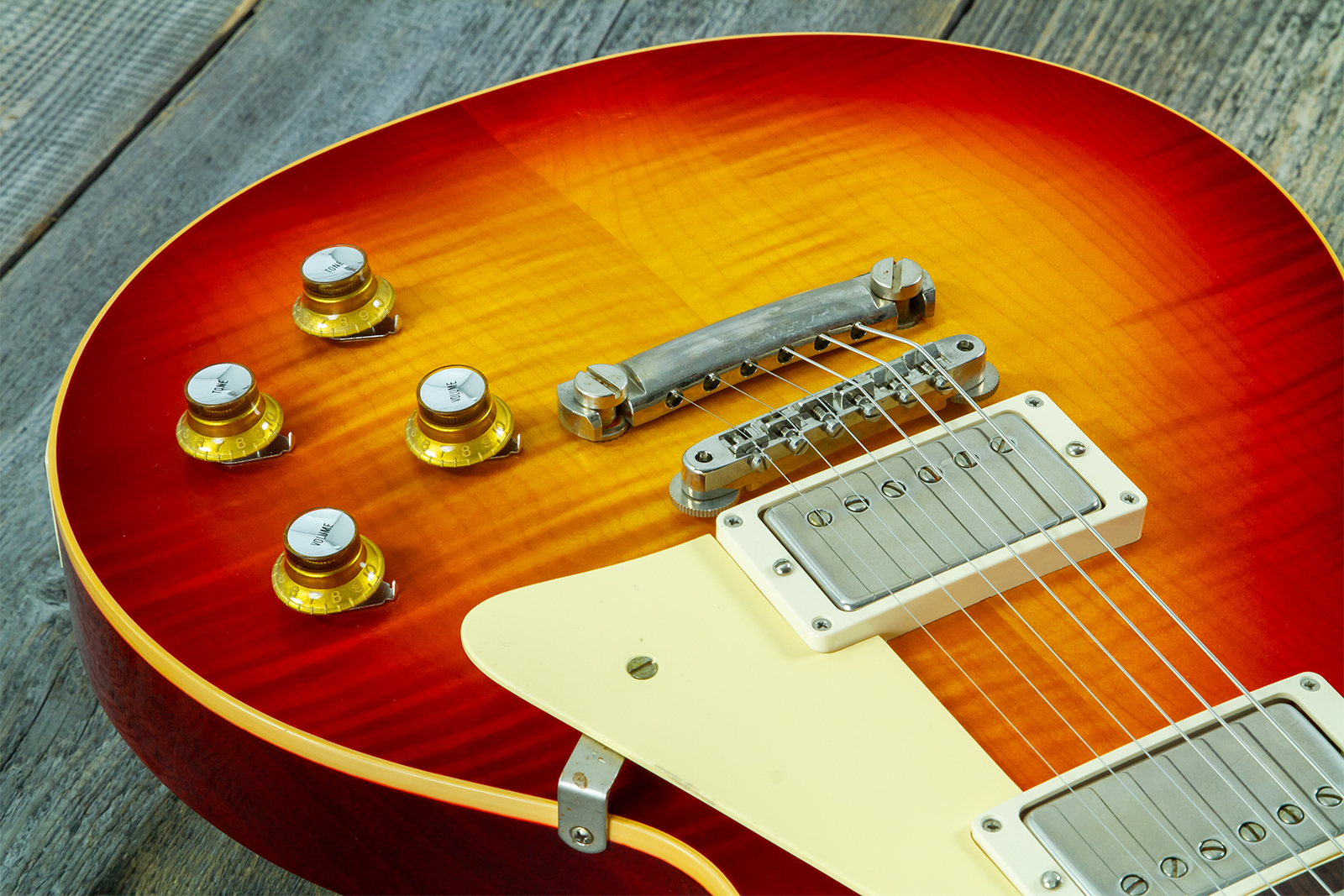 Gibson Custom Shop Les Paul Standard 1960 Reissue 2h Ht Rw #04714 - Vos Washed Cherry Sunburst - Guitare Électrique Single Cut - Variation 6