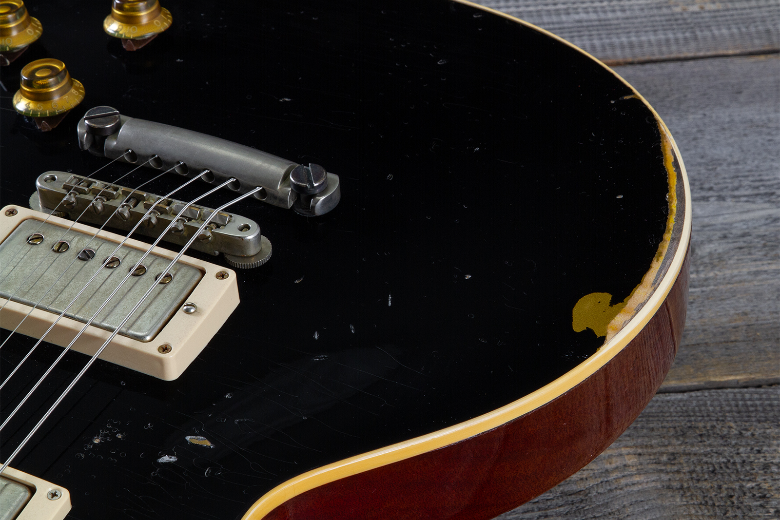 Gibson Custom Shop M2m Les Paul Standard 1958 2h Ht Rw #85546 - Murphy Lab Light Aged Ebony O. Gold - Guitare Électrique Single Cut - Variation 2