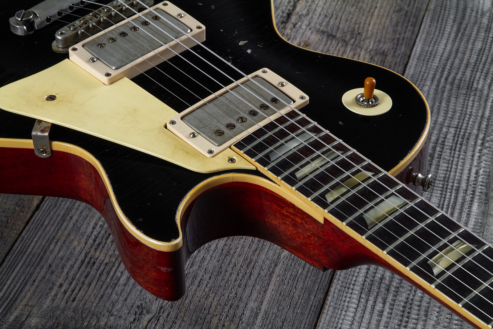 Gibson Custom Shop M2m Les Paul Standard 1958 2h Ht Rw #85546 - Murphy Lab Light Aged Ebony O. Gold - Guitare Électrique Single Cut - Variation 4