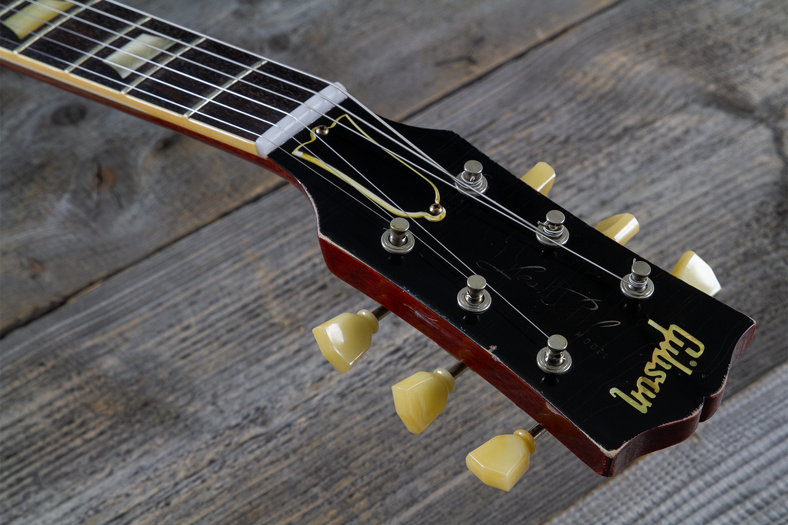 Gibson Custom Shop M2m Les Paul Standard 1958 2h Ht Rw #85546 - Murphy Lab Light Aged Ebony O. Gold - Guitare Électrique Single Cut - Variation 6