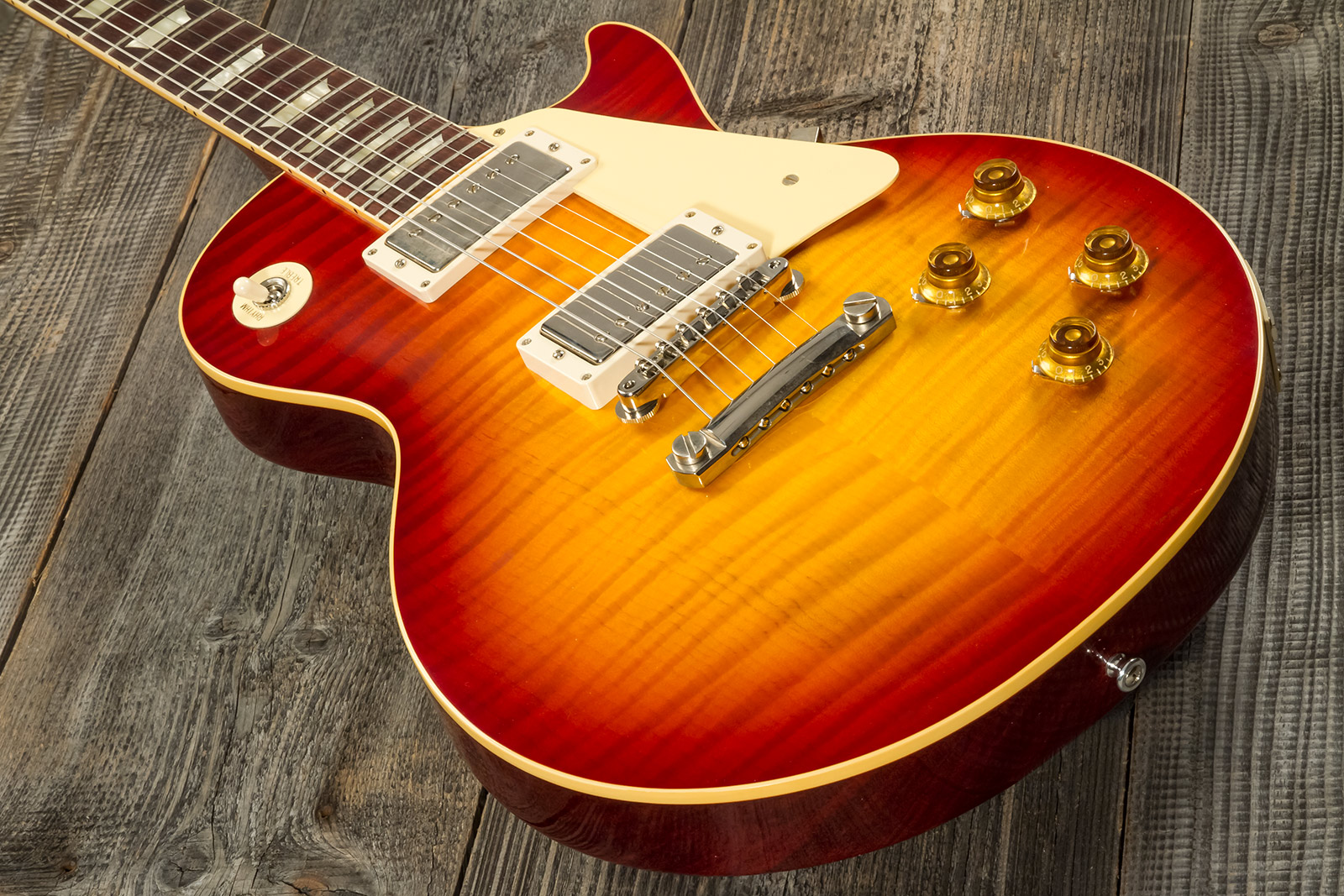 Gibson Custom Shop M2m Les Paul Standard 1959 Reissue 2h Ht Rw #932134 - Murphy Lab Ultra Light Aged Washed Cherry Burst - Guitare Électrique Single C