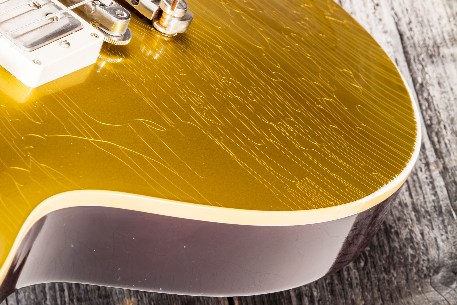 Gibson Custom Shop Murphy Lab Les Paul Goldtop 1957 Reissue 2h Ht Rw #721287 - Light Aged Double Gold With Dark Back - Guitare Électrique Single Cut -