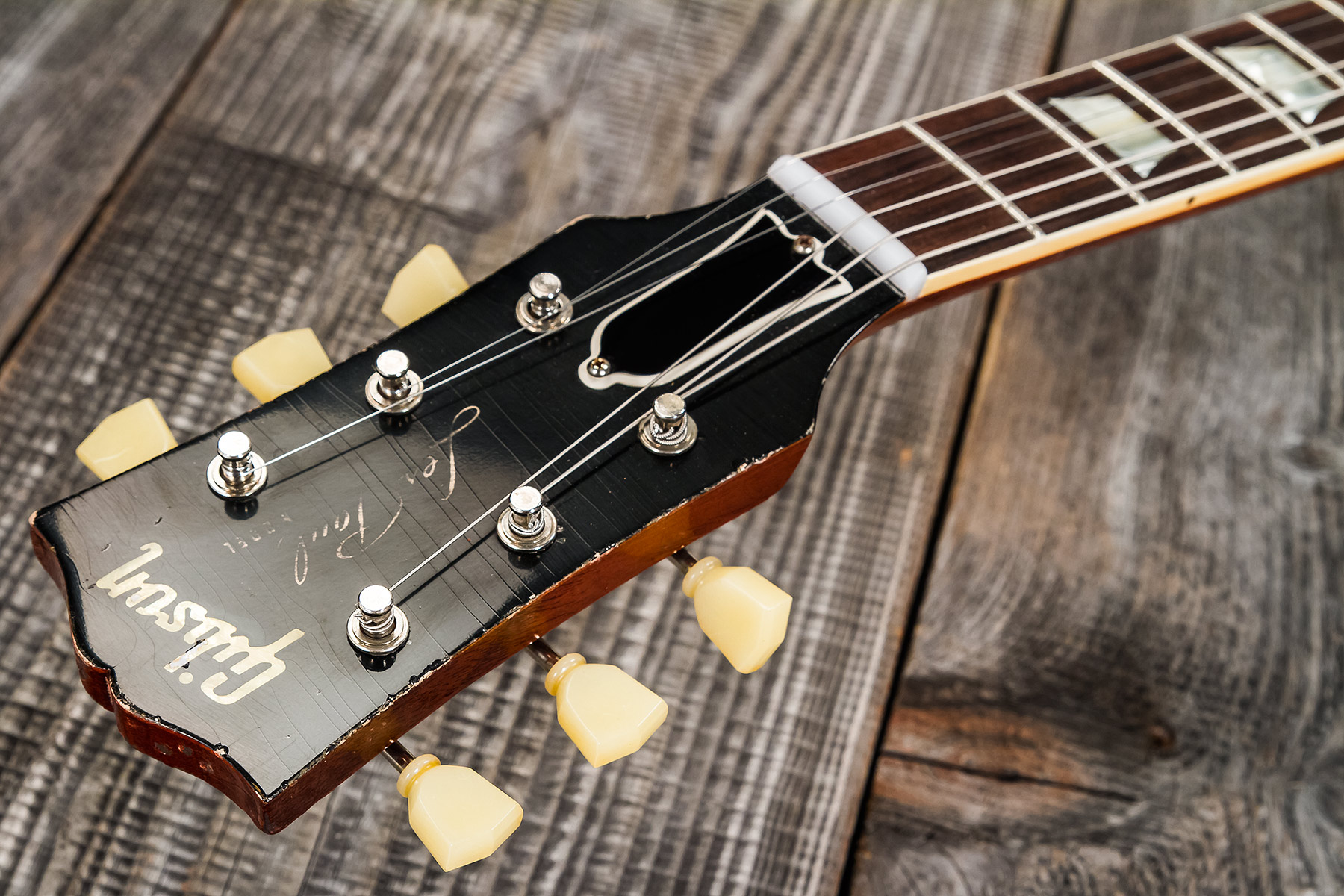 Gibson Custom Shop Murphy Lab Les Paul Standard 1959 Reissue 2h Ht Rw #93515 - Heavy Aged Green Lemon Fade - Guitare Électrique Single Cut - Variation