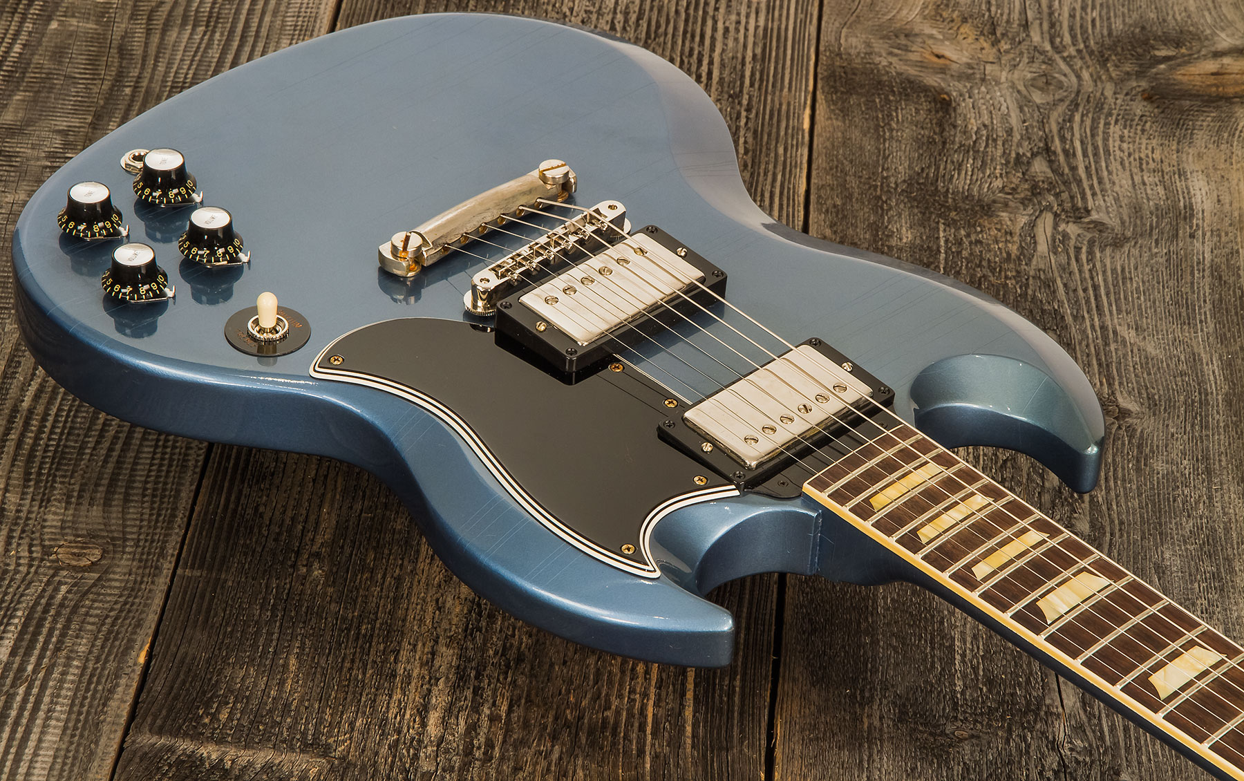 Gibson Custom Shop Murphy Lab Sg Standard 1961 Reissue 2h Ht Rw #005822 - Ultra Light Aged Pelham Blue - Guitare Électrique Double Cut - Variation 1