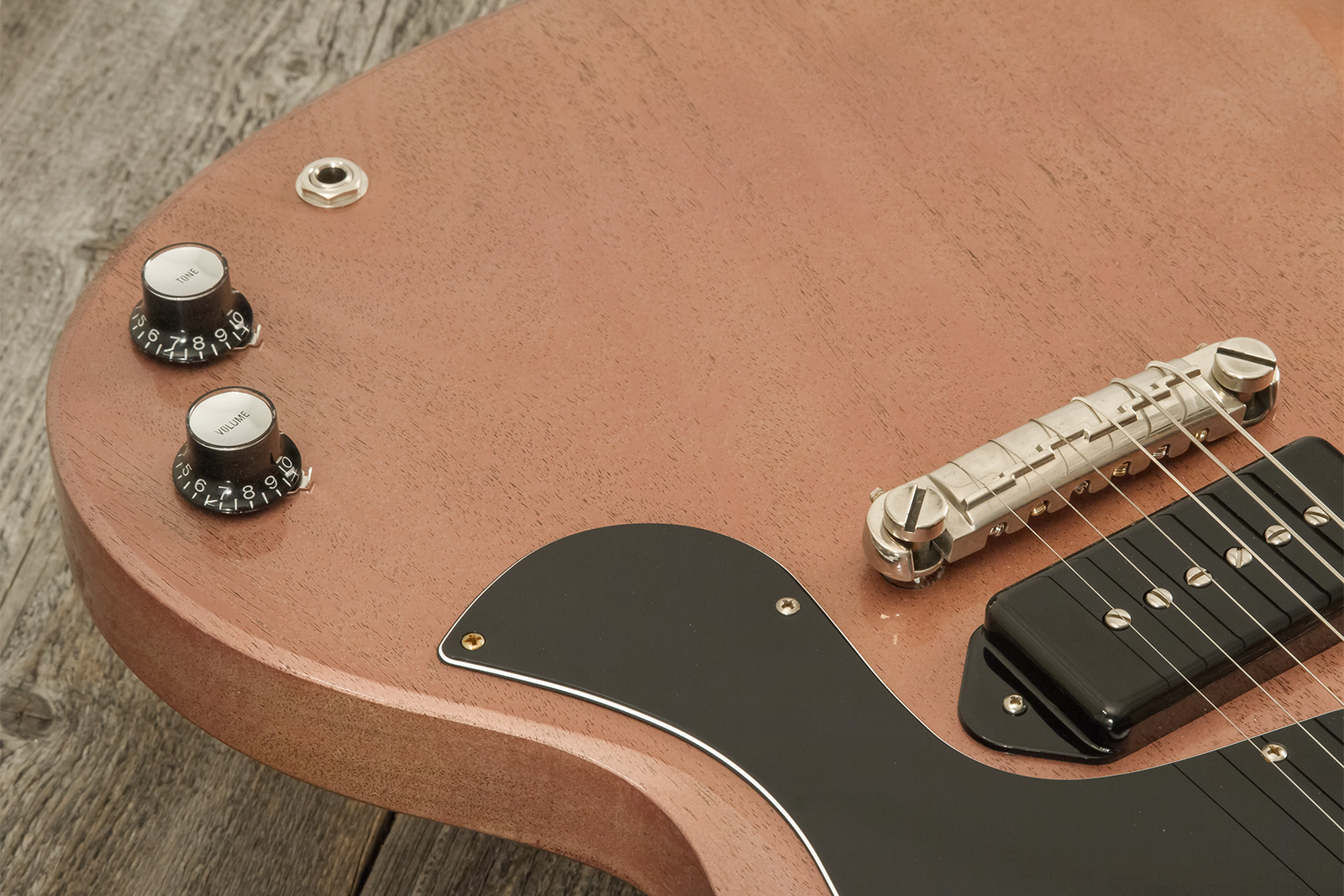 Gibson Custom Shop Sg Junior 1963 Lightning Bar 1s P90 Ht Rw - Vos Tv Heather Poly - Guitare Électrique Double Cut - Variation 3