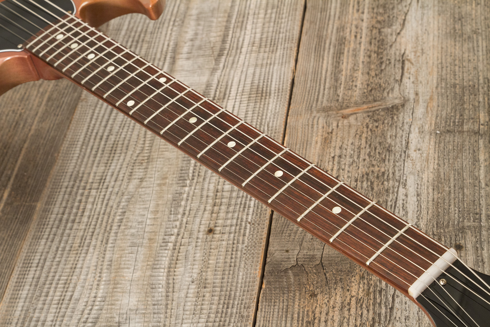 Gibson Custom Shop Sg Junior 1963 Lightning Bar 1s P90 Ht Rw - Vos Tv Heather Poly - Guitare Électrique Double Cut - Variation 5