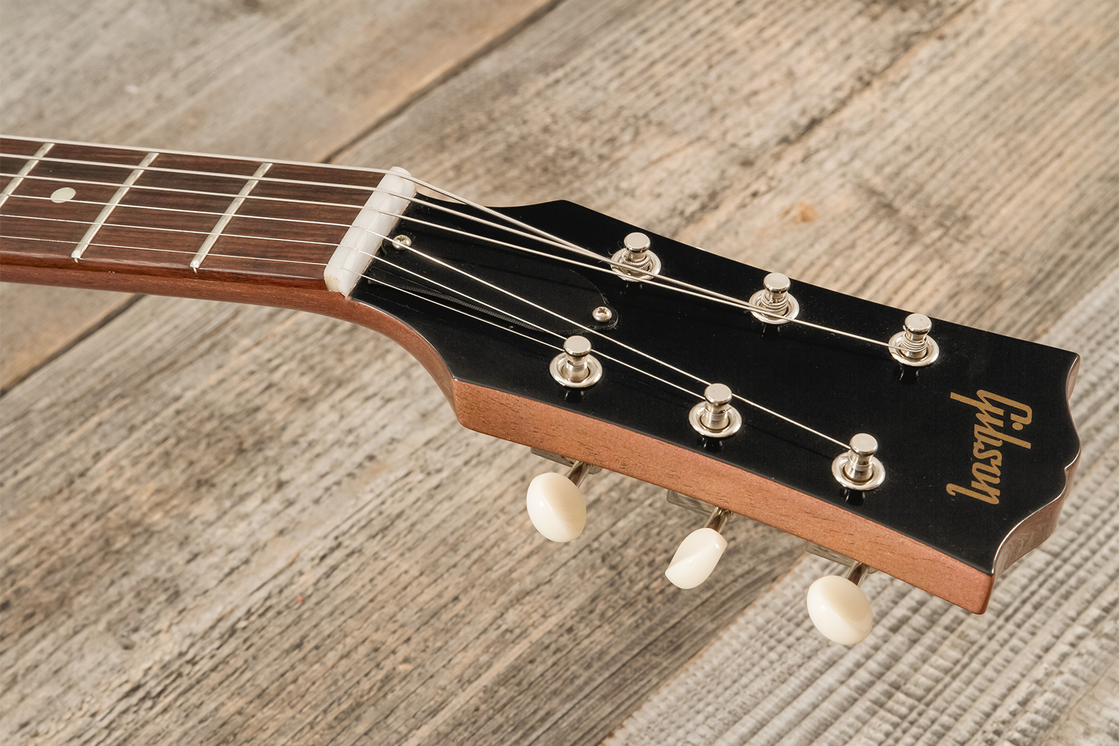 Gibson Custom Shop Sg Junior 1963 Lightning Bar 1s P90 Ht Rw - Vos Tv Heather Poly - Guitare Électrique Double Cut - Variation 6