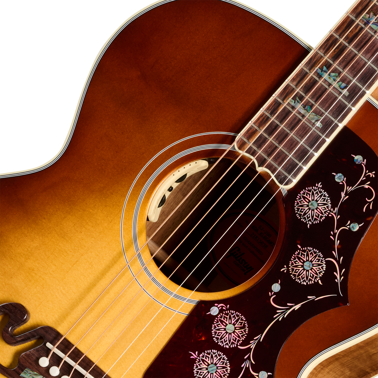 Gibson Custom Shop Sj200 Elegant Koa Artisan Jumbo Epicea Koa Rw - Honey Burst - Guitare Folk - Variation 2