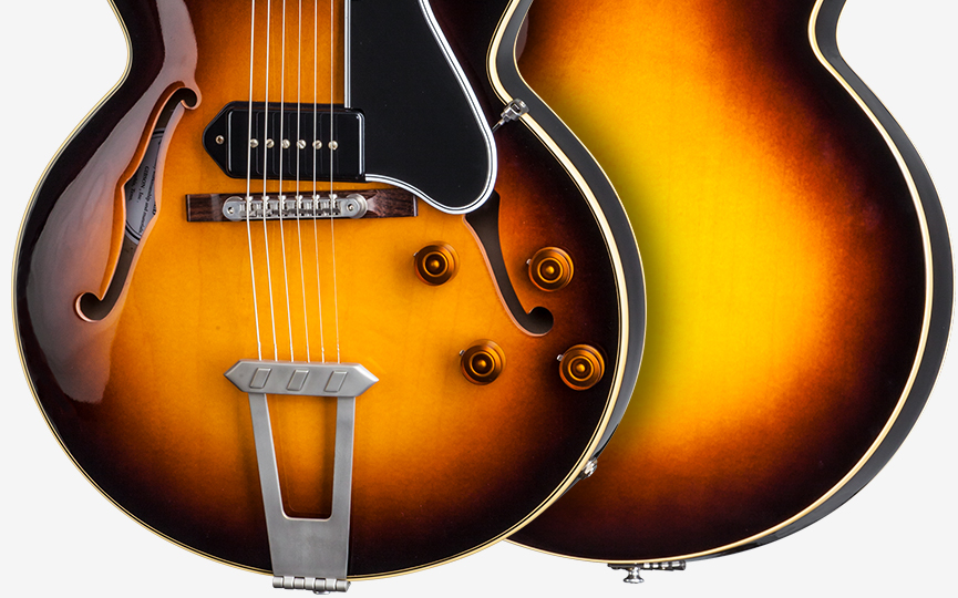 Gibson Es-275 P-90 Ltd - Vos Dark Burst - Guitare Électrique 1/2 Caisse - Variation 3