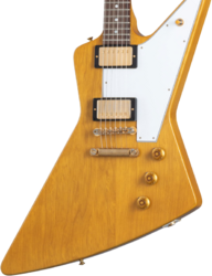 Guitare électrique rétro rock Gibson Custom Shop 1958 Korina Explorer Reissue (White Pickguard) - Vos natural