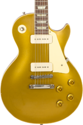 Guitare électrique single cut Gibson Custom Shop M2M 1956 Les Paul Goldtop #63139 - Murphy lab light aged antique gold