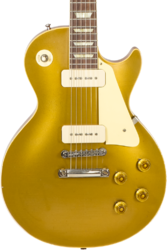 Guitare électrique single cut Gibson Custom Shop M2M 1956 Les Paul Goldtop #63139 - Murphy Lab Light Aged Antique Gold