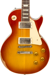 Guitare électrique single cut Gibson Custom Shop M2M 1958 Les Paul Standard - Heavy aged '58 burst