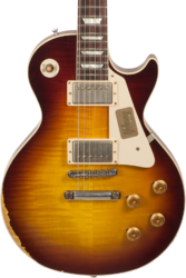 Guitare électrique single cut Gibson Custom Shop M2M 1958 Les Paul Standard #R862322 - Aged bourbon burst