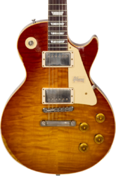Guitare électrique single cut Gibson Custom Shop M2M 1959 Les Paul Standard #983303 - Ultra aged new orange sunset fade