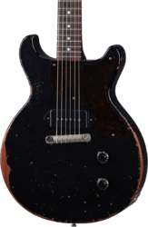 Guitare électrique double cut Gibson Custom Shop Murphy Lab 1960 Les Paul Junior Double Cut Reissue - Ultra heavy aged ebony 