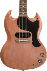 Guitare électrique double cut Gibson Custom Shop 1963 SG Junior Reissue Lightning Bar - VOS TV Heather Poly