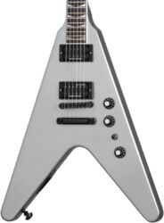Guitare électrique métal Gibson Dave Mustaine Flying V EXP - Silver metallic