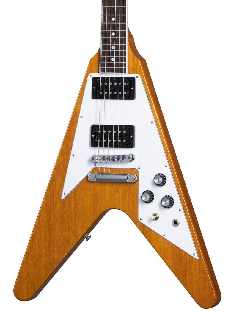 Guitare électrique métal Gibson 70s Flying V - Antique natural