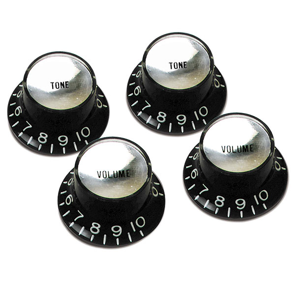 Gibson Top Hat Knobs With Inserts 4-pack Black Silver - Bouton - Variation 2
